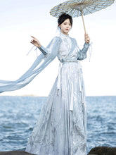 Load image into Gallery viewer, Ancient female hero, sky blue Chinese Hanfu 丨 明制 碧波蓝海【2-Piece Set RF9340】