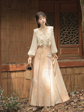 Load image into Gallery viewer, Chinese Style Song Dynasty Design Orange Hanfu 丨 宋制秋意晚【3-Piece Set RF8829】