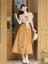 Load image into Gallery viewer, Orange Chinese modern design camisole skirt embroidered pattern 丨 汉朝黄昏橘【3-Piece Set RF9217】