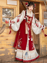 Load image into Gallery viewer, Chinese style Hanfu red festive velvet fabric 丨 明制福庆红【3-Piece Set RF9427】
