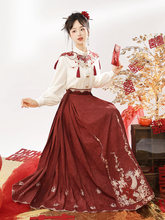 Load image into Gallery viewer, Traditional Chinese Han Dynasty clothing in red Mamian Skirt 丨 汉朝红迎贺【3-Piece Set RF8911】