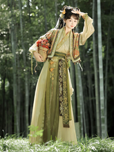 Load image into Gallery viewer, Ancient Hanfu emerald green silk 丨 晋制 逍遥谷【3-Piece Set RF9189】