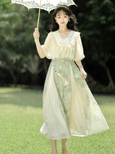 Load image into Gallery viewer, Green modern design Hanfu improved suspender dress 丨 汉朝青提诗【2-Piece Set RF9069】