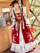 Load image into Gallery viewer, Chinese style Hanfu red festive velvet fabric 丨 明制福庆红【3-Piece Set RF9427】
