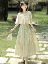 Load image into Gallery viewer, Green modern design Hanfu improved suspender dress 丨 汉朝青提诗【2-Piece Set RF9069】