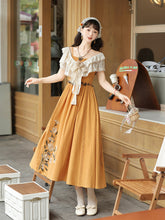 Load image into Gallery viewer, Orange Chinese modern design camisole skirt embroidered pattern 丨 汉朝黄昏橘【3-Piece Set RF9217】
