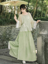 Load image into Gallery viewer, Containing dew lily Green Hanfu 丨 含露百合【3-Piece Set RF9211】