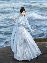 Load image into Gallery viewer, Ancient female hero, sky blue Chinese Hanfu 丨 明制 碧波蓝海【2-Piece Set RF9340】