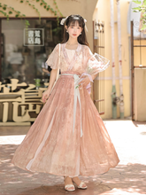 Load image into Gallery viewer, Pink Orange Modern Chinese Hanfu Beautiful Fashion Skirt丨 粉橘翩然舞【3-Piece Set RF8724】