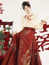 Load image into Gallery viewer, Chinese Hanfu Phoenix Embroidery Mamian Skirt 丨 明制凤凰镜【3-Piece Set RF9296】