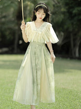 Load image into Gallery viewer, Green modern design Hanfu improved suspender dress 丨 汉朝青提诗【2-Piece Set RF9069】