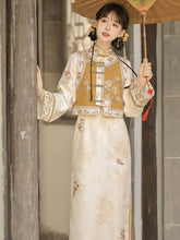 Load image into Gallery viewer, Chinese style embroidered Hanfu, yellow embroidered qipao 丨 桂香秋语【2-Piece Set RFX244】