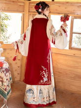 Load image into Gallery viewer, Chinese style Hanfu red festive velvet fabric 丨 明制福庆红【3-Piece Set RF9427】