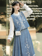 Load image into Gallery viewer, Youlan Snow Baby Blue Hanfu 丨 幽兰雪【3-Piece Set RF9419】