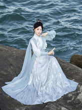 Load image into Gallery viewer, Ancient female hero, sky blue Chinese Hanfu 丨 明制 碧波蓝海【2-Piece Set RF9340】