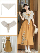 Load image into Gallery viewer, Orange Chinese modern design camisole skirt embroidered pattern 丨 汉朝黄昏橘【3-Piece Set RF9217】