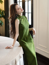 Load image into Gallery viewer, Antique Chinese-style Qipao dress - green sexy cheongsam | RainbowFlowers【YG2767】