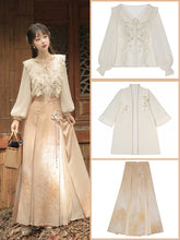 Load image into Gallery viewer, Chinese Style Song Dynasty Design Orange Hanfu 丨 宋制秋意晚【3-Piece Set RF8829】