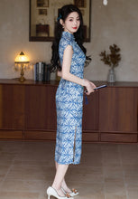 Load image into Gallery viewer, Elegant Blue Charm: New Chinese Style Cheongsam with National Flavor【YG2626】