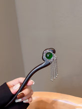 Load image into Gallery viewer, Tibetan ancient silver | Ebony hairpin (藏式古银)FX1123