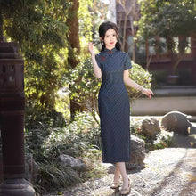 Load image into Gallery viewer, Loulanzanglan Cheongsam Blue Qipao 丨 楼兰藏蓝【YG2346】
