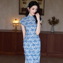 Load image into Gallery viewer, Elegant Blue Charm: New Chinese Style Cheongsam with National Flavor【YG2626】