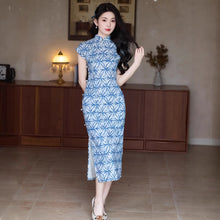 Load image into Gallery viewer, Elegant Blue Charm: New Chinese Style Cheongsam with National Flavor【YG2626】