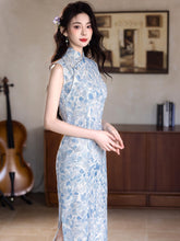 Load image into Gallery viewer, Light blue tencel linen Qipao: An elegant new choice for Chinese national style【YG2636】