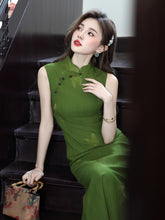 Load image into Gallery viewer, Antique Chinese-style Qipao dress - green sexy cheongsam | RainbowFlowers【YG2767】