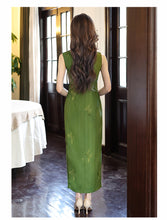Load image into Gallery viewer, Antique Chinese-style Qipao dress - green sexy cheongsam | RainbowFlowers【YG2767】