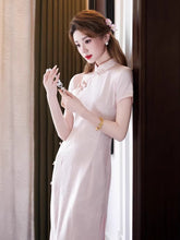 Load image into Gallery viewer, Classic design qipao dress - pink side-cut cheongsam | Flowers on the Rainbow【YG2824】