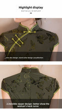 Load image into Gallery viewer, Dark green tie-dye Chinese style cheongsam【YG2515】