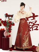 Load image into Gallery viewer, Chinese Hanfu Phoenix Embroidery Mamian Skirt 丨 明制凤凰镜【3-Piece Set RF9296】
