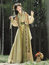 Load image into Gallery viewer, Ancient Hanfu  emerald green silk 丨 晋制 逍遥谷【3-Piece Set RF9189】
