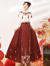 Load image into Gallery viewer, Traditional Chinese Han Dynasty clothing in red Mamian Skirt 丨 汉朝红迎贺【3-Piece Set RF8911】
