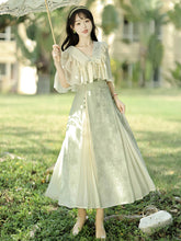Load image into Gallery viewer, Green modern design Hanfu improved suspender dress 丨 汉朝青提诗【2-Piece Set RF9069】
