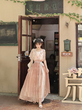 Load image into Gallery viewer, Pink Orange Modern Chinese Hanfu Beautiful Fashion Skirt丨 粉橘翩然舞【3-Piece Set RF8724】
