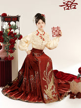 Load image into Gallery viewer, Chinese Hanfu Phoenix Embroidery Mamian Skirt 丨 明制凤凰镜【3-Piece Set RF9296】
