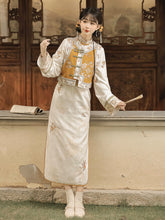 Load image into Gallery viewer, Chinese style embroidered Hanfu, yellow embroidered qipao 丨 桂香秋语【2-Piece Set RFX244】

