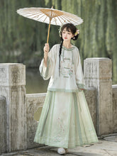 Load image into Gallery viewer, Tang Dynasty ancient costume Hanfu green Mamian Skirt 丨 唐制若梦【2-Piece Set RF9320】
