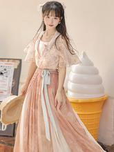 Load image into Gallery viewer, Pink Orange Modern Chinese Hanfu Beautiful Fashion Skirt丨 粉橘翩然舞【3-Piece Set RF8724】

