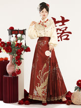 Load image into Gallery viewer, Chinese Hanfu Phoenix Embroidery Mamian Skirt 丨 明制凤凰镜【3-Piece Set RF9296】
