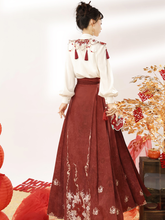 Load image into Gallery viewer, Traditional Chinese Han Dynasty clothing in red Mamian Skirt 丨 汉朝红迎贺【3-Piece Set RF8911】
