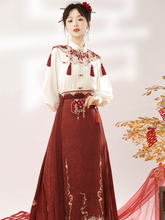 Load image into Gallery viewer, Traditional Chinese Han Dynasty clothing in red Mamian Skirt 丨 汉朝红迎贺【3-Piece Set RF8911】
