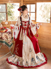 Load image into Gallery viewer, Chinese style Hanfu red festive velvet fabric 丨 明制福庆红【3-Piece Set RF9427】
