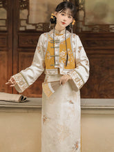 Load image into Gallery viewer, Chinese style embroidered Hanfu, yellow embroidered qipao 丨 桂香秋语【2-Piece Set RFX244】
