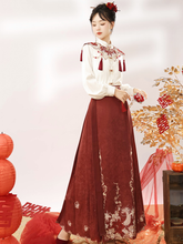 Load image into Gallery viewer, Traditional Chinese Han Dynasty clothing in red Mamian Skirt 丨 汉朝红迎贺【3-Piece Set RF8911】
