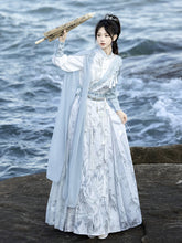 Load image into Gallery viewer, Ancient female hero, sky blue Chinese Hanfu 丨 明制 碧波蓝海【2-Piece Set RF9340】
