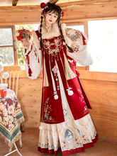 Load image into Gallery viewer, Chinese style Hanfu red festive velvet fabric 丨 明制福庆红【3-Piece Set RF9427】
