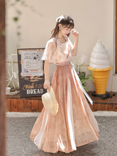 Load image into Gallery viewer, Pink Orange Modern Chinese Hanfu Beautiful Fashion Skirt丨 粉橘翩然舞【3-Piece Set RF8724】
